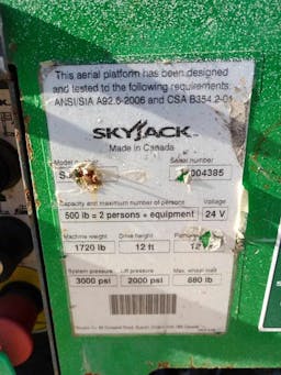 2014 Skyjack SJ12 Electric 12' Vertical Mast Lift