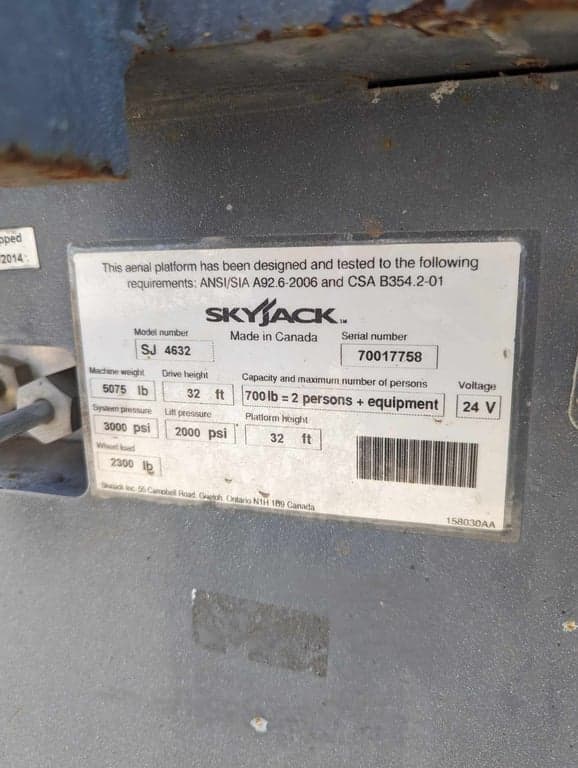 Electric Scissor Lift - 2014 Skyjack SJ4632